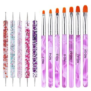 12-Piece Nail Art Brush Set: 7 Professional Nail Painting Brushes + 5 Double-Ended Dotting Tools for Nail Design and Painting