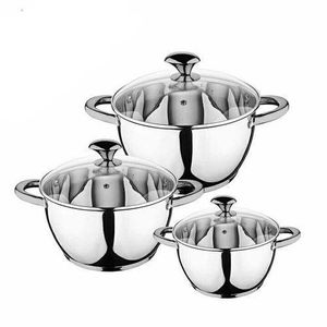 Kaisa Villa 6 Pieces Of  Stainless Steel Saucepans Cookware Induction Pots, Silver.