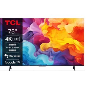 TCL 75 Inch UHD 4K HDR Google TV Smart Android LED TV, Bluetooth, Youtube, Netflix, Prime Video, Google Play, Chromecast Built-In, With Inbuilt Free To Air Decoder – Black