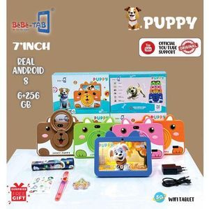 Bebe TAB Puppy Kids Tablet, 7 inch WiFi Model Android 13 Tablet 6GB RAM+256GB 3000 mAh Expandable Toddler Tablet with Shockproof Case, Parental Control, Dual Camera, Kid App Pre-Installed Tablet Supports Multiple Languages, Advanced Software And YouTube