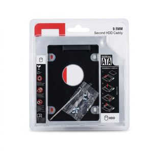 9.5 mm 9.5mm SATA second hard drive caddy designed to fit in a laptop's optical drive bay. Hdd caddy