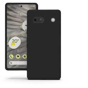 Google Silicone Case for Pixel 7A, Soft-Touch Phone Cover - Black