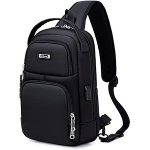 Anti Theft Bag for Men Women, Sling Bag, Man Bags for Men Cross Body, Casual One Shoulder Backpack with USB Charging Port for Travel, Hiking, Commute -Black