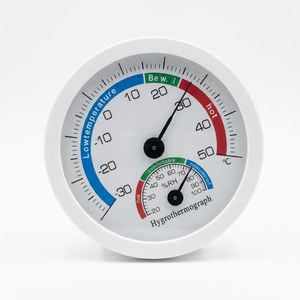 Analog Indoor Outdoor Thermometer and Hygrometer White Circular Dial Gauge Hygrothermograph with Color Coded Temperature Humidity Scale for Home Office Use