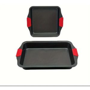 Non_stick  Rectangular Oven tray with silicone handle grips 