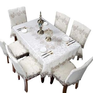 DecorativeLace Armless Chair Assignment Chair Covers Seat Covers And Embroidered Dining Tablecloth Table Cover Set Removable Washable Dining Chair Slipcover for Kitchen Restaurant Wingback Chair Slipcover