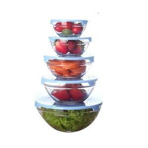 5Pcs Cooking Glass Bowl Set  - Blue/Red