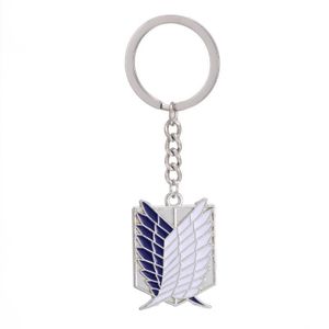 Attack on Titan AOT Anime Wings of Freedom Scout Regiment Keychain Metal Key Holder, Cartoon Accessory for Fans -Blue and white wing