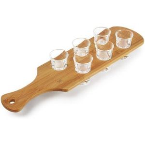 40cm Shot Plate With 6 Glasses Shot Cups Board Paddle Shot Stamper Flight Shot wooden Board Holder Tray Great Gift Idea- Multicolor