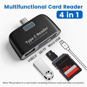 Type-C Card Reader, Multi-Function Smart 4-In-1 Laptop Durable Mobile Phone TF Micro SD