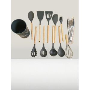 Silicone Kitchen Spoon Utensil Set With 12 Pieces-Multi-color