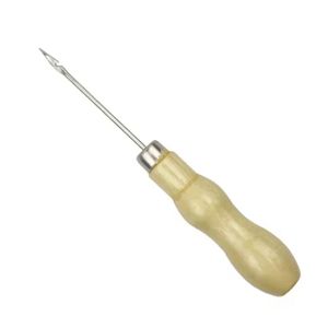 Handheld Wooden Leather Sewing Awl Needle - Brown