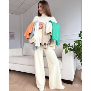 Women Half Turtleneck Pleated Pullover And Wide Leg Pants
