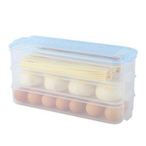 3 Layer Fridge Food Storage Containers, Blue.