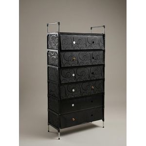 Portable 6-Tier Multipurpose Organizer Rack with Dustproof Cover (Black)