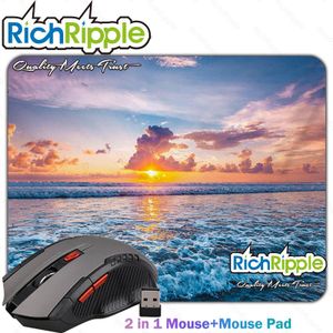 RichRipple 2 in 1 2.4G Wireless Dual-mode Bluetooth Mouse  Wireless Rechargeable Mouse with  mouse pad 3-Level DPI and Ergonomic Design for Office, Library