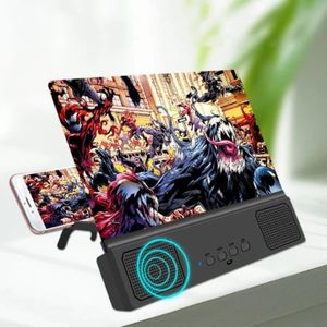 3D phone screen magnifier with a built-in Bluetooth speaker, designed to enlarge smartphone displays for better viewing. 