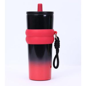 Stainless Steel Insulated Water Bottle - 304 Food Grade, Leak-Proof, Portable with Straw, Keeps Drinks Hot & Cold, Perfect for Outdoor Sports, Unisex - Red, Black.