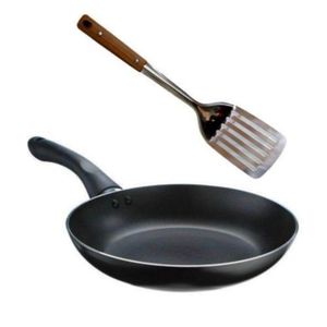 22CM Non-Stick Stainless Frying Pan and wooden handle egg spoon