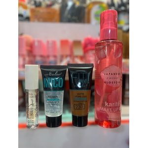 Makeup full set primer, fixer, foundation and lip gloss 