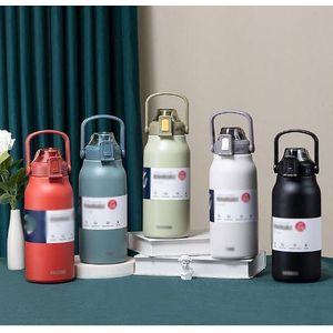 1L2L Thermos Water Bottle With Straw Lid Vacuum Stainless Steel Large  Capacity Kettle, Cold 48 Hours