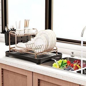 Aluminum Dish Drying Rack With Removable Cutlery & Cup Holder