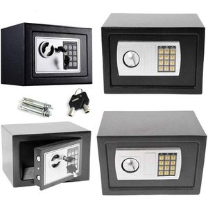 Digital electronic safe, a steel locker box typically used for securing valuables.