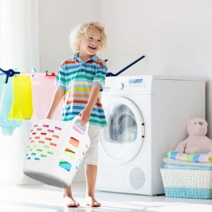 Foldable Plastic Laundry Basket - White, Grey, Blue