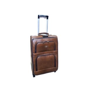 Leather Luggage Suitcase - Brown 