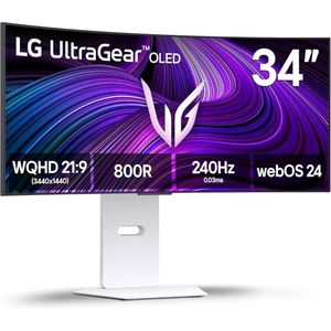 LG 34GX90SA-W 34-inch Ultragear WQHD (3440 x 1440) OLED Curved Gaming Monitor 240Hz, 1ms, NVIDIA G-Sync Compatible, AMD FreeSync Premium, VESA DisplayHDR