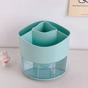 Cosmetics Storage Rack Desktop Storage Box 5 Space Easy Access Rotating Organizer for Pen Makeup Tools Jewelry White 16 * 15 * 15CM Display Tray Storage supplies