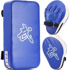  2-in-1 Punching Mitts Kick Pack Set, Boxing Mitts Focus Pads and Taewondo Kick Pad, Thai Pads Karate Kick Pads, Martial Arts MMA Punching Mitts Kicking Boxing Shield Training for Men Women Gym - blue