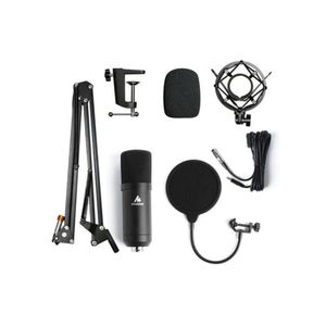 maono Au-A03 Condenser XLR Microphone Kit Podcast Mic with Boom Arm XLR Microphone Stand (Black)
