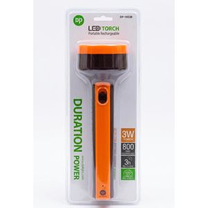 Dp Light Rechargeable LED Torch – 3W Portable Flashlight, 800mAh Battery, 120 Lumens  DP-1953B