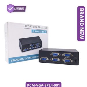 4 Port VGA Splitter 1 Input to 4 Outputs Video Distribution Amplifier for Monitors & Projectors - Brand New