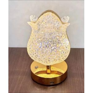 Luxury Crystal LED Table Lamp Rechargeable Tulip Touch Control Bedside Night Light