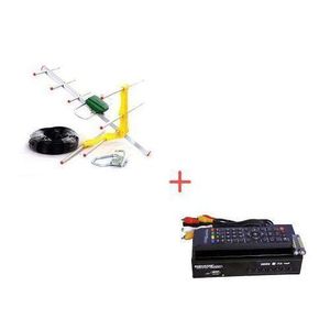 BLACK Pack of Free to Air Decoder+Antenna-Black/ Silver