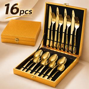 16-piece stainless steel cutlery set - gold