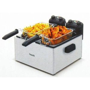 Saachi Original Stainless Double Deep Fryer 6.0 Litres - Silver