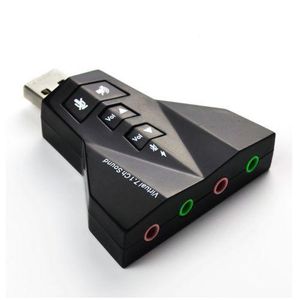  7.1 Channel Double Adapter USB AUX Jack External Stereo Sound Card for Headphone Speaker PC