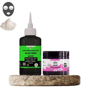 Mekis Rejuvenating Rice Mask & Aloe Vera Juice - Remove Dead Skin,Control Acne & Reduce Excess Sebum