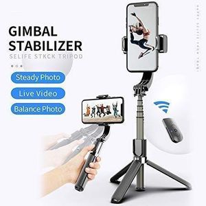 Gimbal Stabilizer Selfie Stick Tripod, L08 Anti-Shake Smart Selfie Stick Bluetooth Remote Control 360° Rotate Aluminium Alloy Tripod for iPhone Android Phone Selfie Vlog Video Live Show