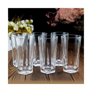 6pcs of Pentagon Bottom heavy juice/beer glasses - transparent 
