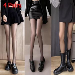 4 Pairs Women's Socks Silk Stockings Thin Crystal Socks Breathable Sheer  Daily Wear Office Party Casual Summer Outfits
