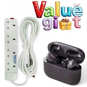 Power King SWEET HOME 4 WAY POWER EXTENSION WITH LONG CABLE +FREE AIRPODS PRO  BLACK