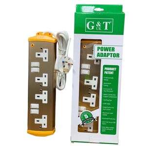 G & T Four Way Aluminium Casing Power Adaptor Extension Cord - 5 Year Warranty 