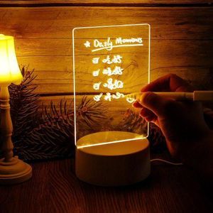 Erasable USB Note Board Lamp with Erasable Pen Led Night Light Desktop Decoration Night Lamp Creative Rewritable Transparent