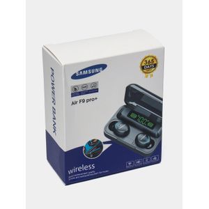 Generix Air F9 Pro Powerful Bluetooth Earbuds Inbuilt Power Bank - Black