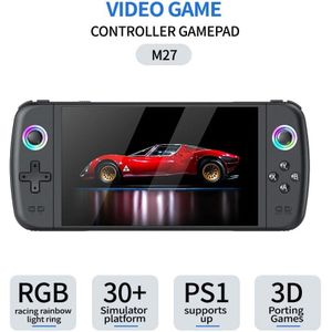 M27 Retro Handheld Game Console, 7-inch IPS Screen, 30000 Built-in Games, 64GB Memory, 30+ Emulators, 3D Gaming Support, TV Output, 4000mAh Battery, Portable Gaming Device, White