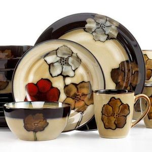 Other 24 Piece Flowered Plates Cups Bowls Side plate Design Dinner Set -Cream.